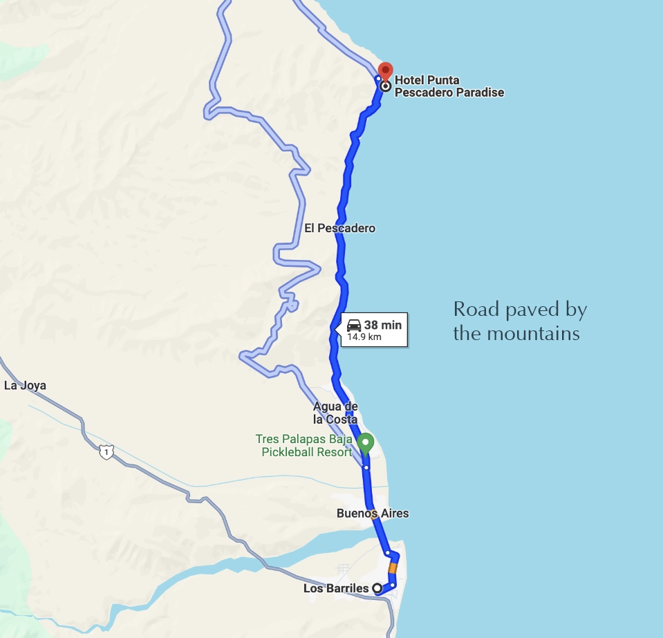 Indicaciones para llegar Punta Pescadero Paradise - Costera